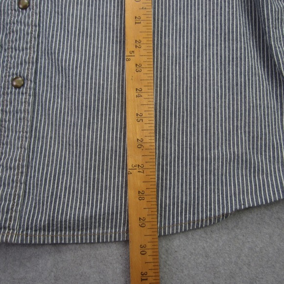 Wrangler Shirt Mens 2XL Indigo Striped Snap Button Pocket Western Shacket - Picture 9 of 15